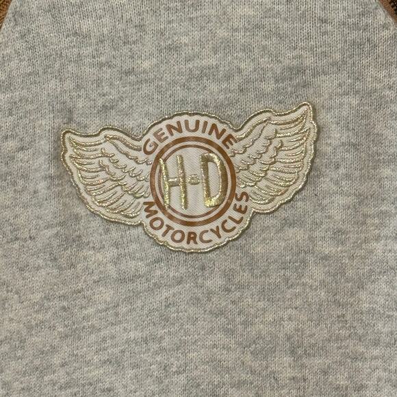 Harley Davidson Size Medium Metallic Gold Applique Mock Neck Ski Sweater - Picture 3 of 8